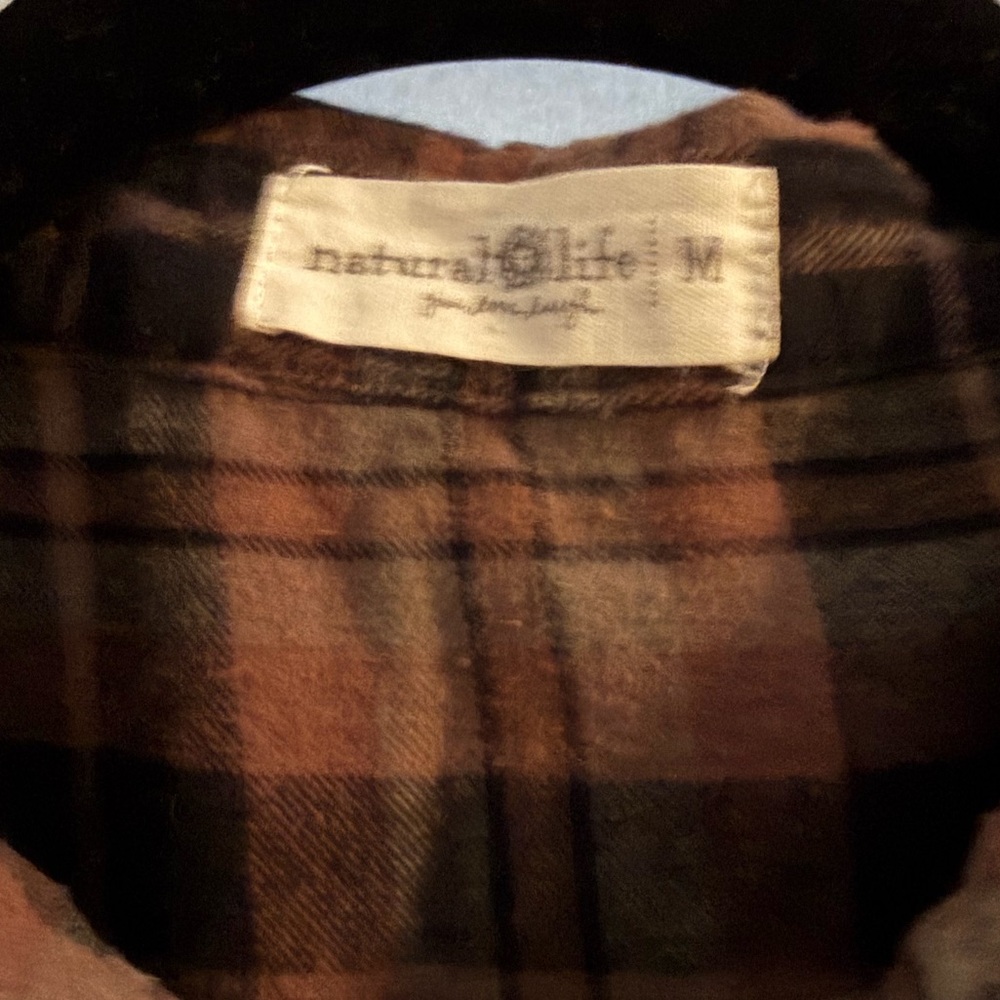 NATURAL LIFE Esme Long Sleeve Plaid Shirt Dress 100% Cotton M - Picture 6 of 7
